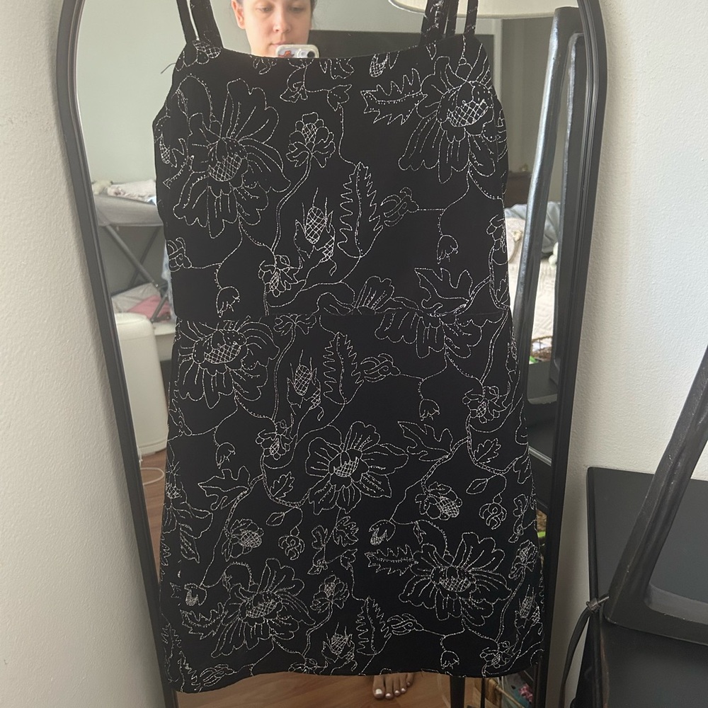 Lost + Wander Black Dress with White Embroidery